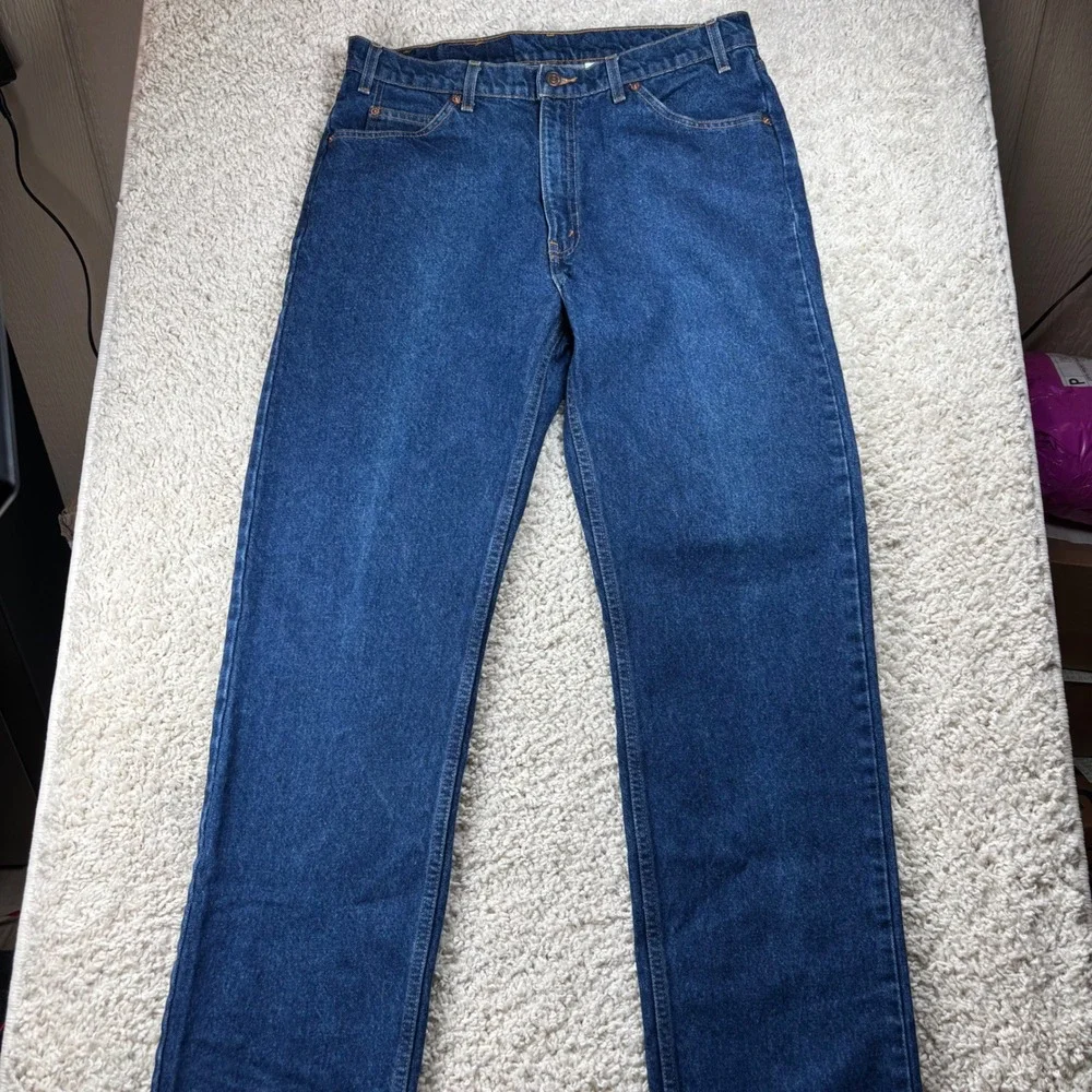 Vtg Levi's Mens Jeans 505 Regular Fit Straight Leg W36 L32 Blue Orange Tab Y2K
